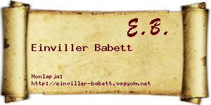 Einviller Babett névjegykártya